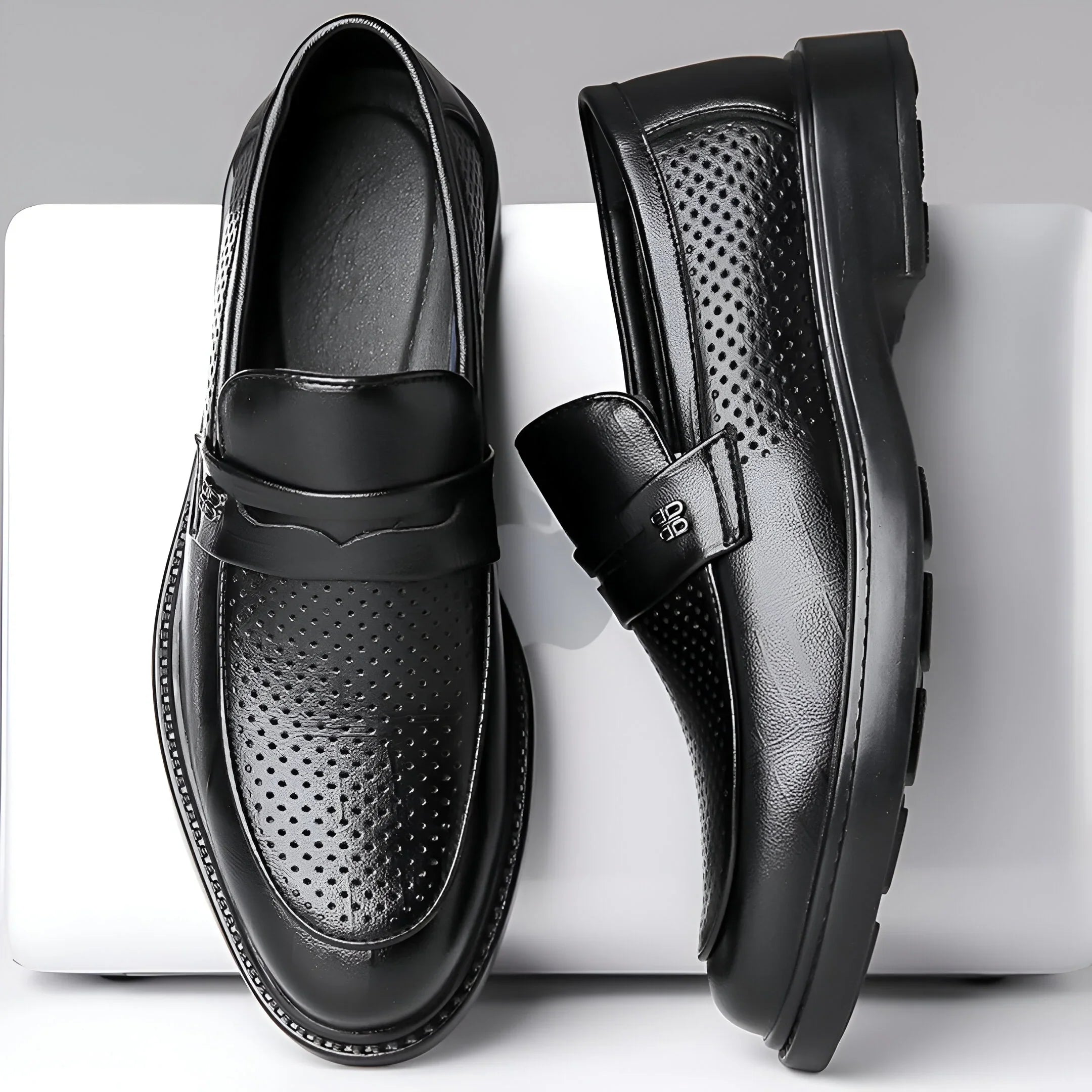 Leonardo Perforated Leather Loafers